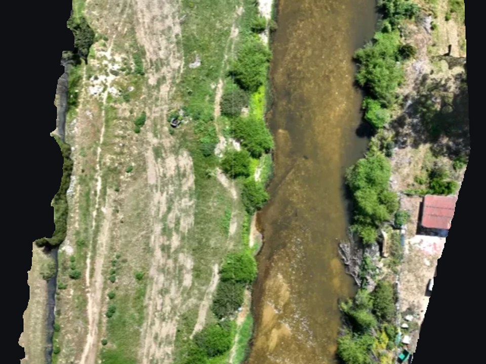 Stream corridor shown as an orthomosaic and with surface contour lines overlaid